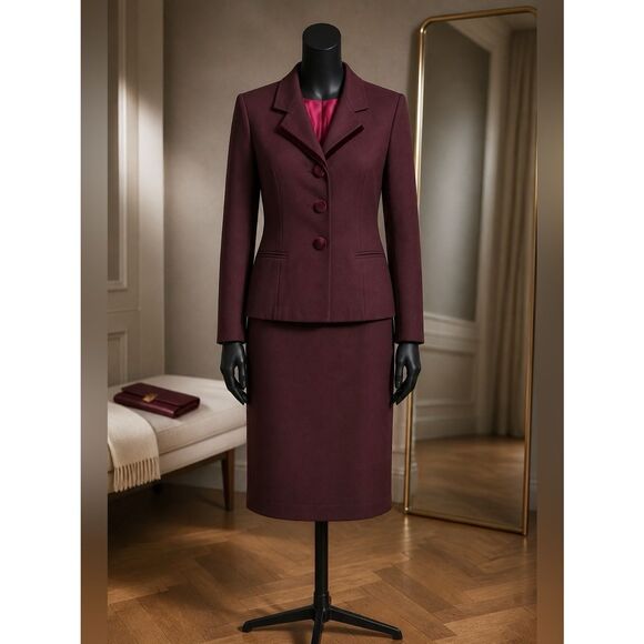 Kasper Dresses & Skirts - VINTAGE EGGPLANT COLLAR SUIT by KASPER for ASL S-8